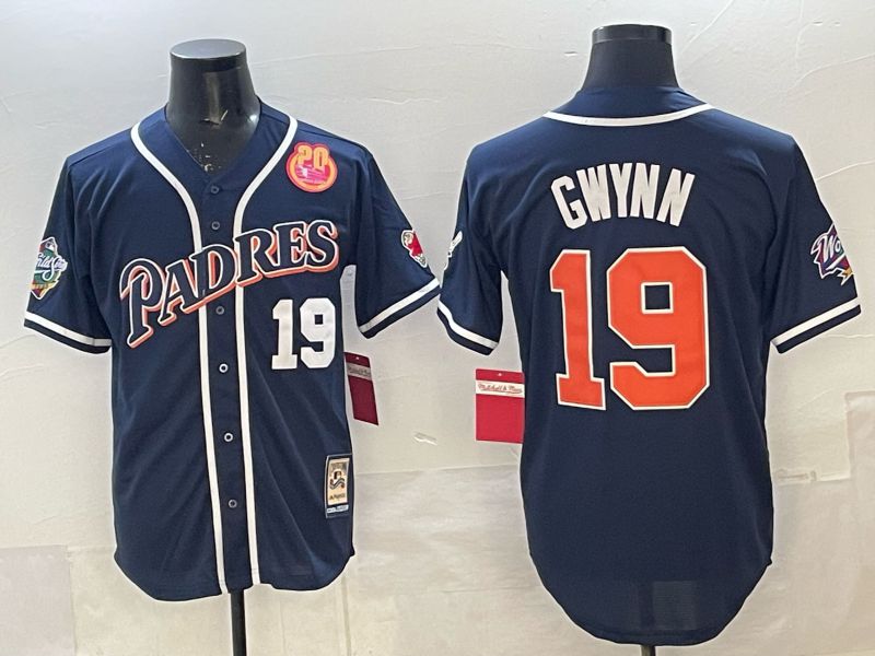 Men 2025 San Diego Padres #19 Gwynn Blue Game Throwback Nike MLB Jersey style 072